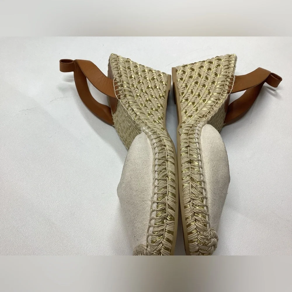 Tory Burch Beige Espadrille Wedge Sandals‎ Size 10.5